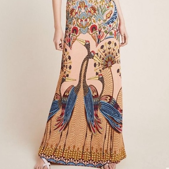 Anthropologie Dresses & Skirts - Farm Rio Mixed Print Peacock Maxi Skirt XL Petite